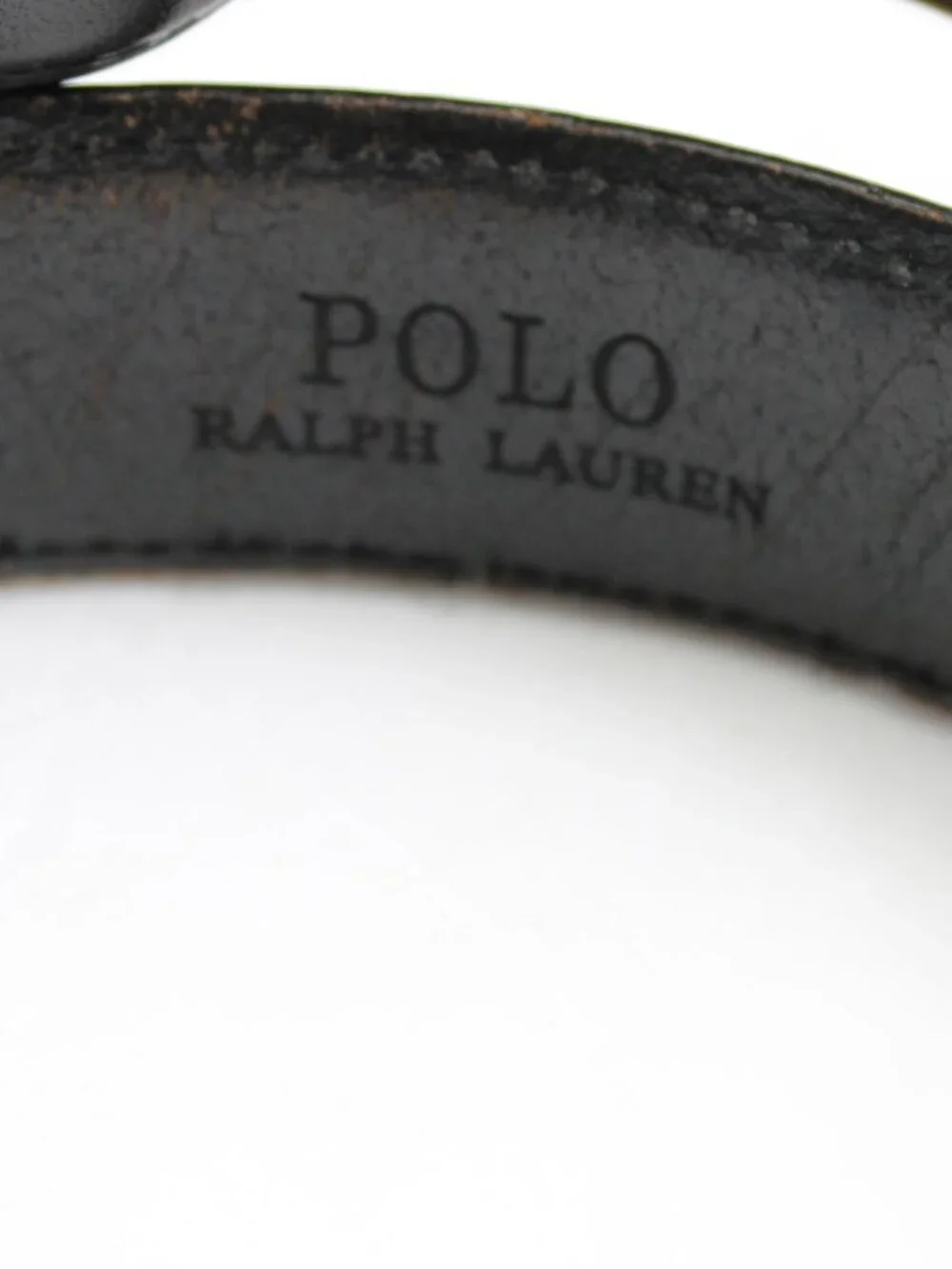 Polo Ralph Lauren Men's Black Leather Waist Belt with Gold Brass Buckle Size 36